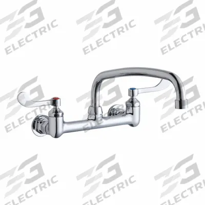 ELKAY Handle-Operated Faucet: Elkay, Brass, Centerset, Wall, 2 Mounting Holes - Centerset Kitchen Faucets