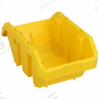 QUANTUM STORAGE SYSTEMS Cross-Stacking Bin: 9 1/4 in x 14 in x 6 1/2 in, Yellow, 75 lb Load Capacity (MPN QP1496YL). Key specifications — Electrostatic Discharge: Not Electrostatic Discharge Conductive; Brand: QUANTUM STORAGE SYSTEMS; % Recycled Content: 0%.