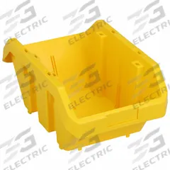 QUANTUM STORAGE SYSTEMS Cross-Stacking Bin: 9 1/4 in x 14 in x 6 1/2 in, Yellow, 75 lb Load Capacity (MPN QP1496YL). Key specifications — Electrostatic Discharge: Not Electrostatic Discharge Conductive; Brand: QUANTUM STORAGE SYSTEMS; % Recycled Content: 0%.