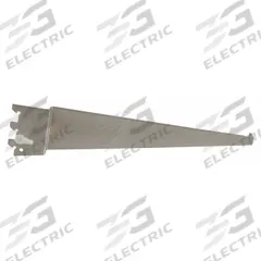 ECONOCO Shelving Bracket: Single, 1 in Slot Spacing, 1/2 in Slot Lg, 1/8 in x 12 in x 3 in, Silver (MPN GHSL12/SC). Key specifications — Product Type: Left Offset Shelf Bracket; Color: Silver; For Display Type: Single Slotted Standards; Material: Steel; Duty Rating: Heavy Duty; Brand: ECONOCO; Finish: Satin-Chrome; Mounting Type: Hanging.