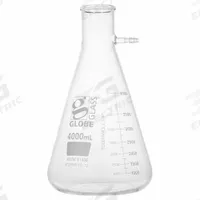 GLOBE SCIENTIFIC Filtering Flask: 4 L, Colorless, Round, A, 12 Compatible with Stopper Size (MPN 8454000). Key specifications — Shape: Round; Body Color: Colorless; Brand: GLOBE SCIENTIFIC; Compatible with Stopper Size: 12; USP Specification: Type I.