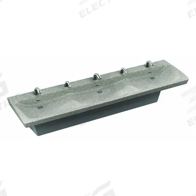 BRADLEY Wash Station: Express ELX, Gray, Terreon, Sensor, 94 in Overall Lg - Three-Station Wall-Mounted Bathroom Sinks with Faucets