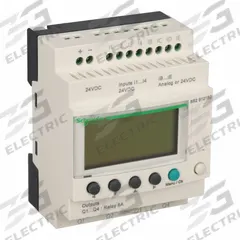 SCHNEIDER ELECTRIC Compact Smart Relay: (4) Analog/(8) Discrete, (4) Relay, 24V AC : 24V DC (MPN SR2B121BD). Key specifications — Brand: SCHNEIDER; Clock Included: Clock Included; Number and Type of Inputs: (4) Analog; Number and Type of Outputs: (4) Relay.