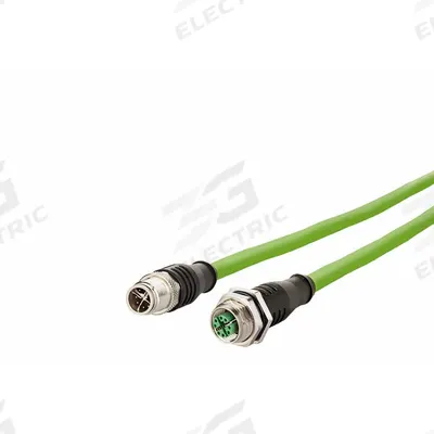METZ CONNECT Cable: Cat7, M12 Plug Male Straight x M12 Jack Male Straight, 5 m Lg, PUR - M12 Connector to M12 Connector Cordsets