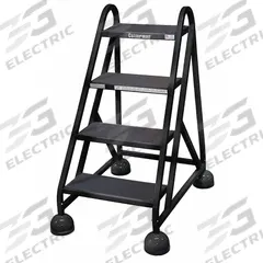 COTTERMAN Rolling Ladder: 3 ft Platform Ht, Assembled, Steel, Wt-Actuated Auto-Lock, Ribbed (MPN ST-420 A2 C7 P5). Key specifications — Includes Handrails: Handrails Not Included; Material: Steel; Brand: COTTERMAN; Color: Black.