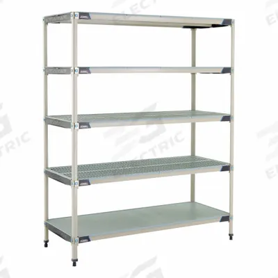 METRO Industrial Shelving Starter: 24 in x 60 in, 74 in Overall Ht, 5 Shelves - Harsh-Environment Antimicrobial Stationary Plastic Shelving