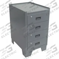 JAMCO Storage Cabinet: 18 in x 24 in x 33 in, 4 Drawers, (4) 5 in x 16 in x 16 in, Pull, Keyed, Legs (MPN JS218GP). Key specifications — Base Type: Legs; Cabinet Color: Gray; Brand: JAMCO; Drawer HxWxD: (4) 5 in x 16 in x 16 in.