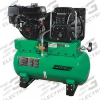 SPEEDAIRE Stationary Air Compressor: 2 Stage, 9 hp Engine, Honda, 18.3 cfm, 30 gal Air Tank (MPN AS2-SH08-30G). Key specifications — attr50933: Honda; attr86530: Recoil; attr50934: SPEEDAIRE.