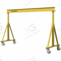 CALDWELL Portable Gantry Crane: Adj Span, Fixed Ht, 4,000 lb Load Capacity, Steel, 14.8 ft (MPN H90-2-14/14). Key specifications — Rotating Legs: No; Brand: CALDWELL; Height Adjustability: Fixed Height; Mobility Under Load: Mobile.