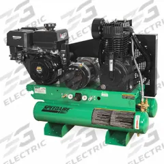 SPEEDAIRE Stationary Air Compressor/Generator: 2 Stage, 14 hp Engine, Mi-T-M, 15.7 cfm, Twin Stack (MPN AG2-SM14-08GE). Key specifications — attr50933: Mi-T-M; attr86530: Electric; attr50934: SPEEDAIRE.