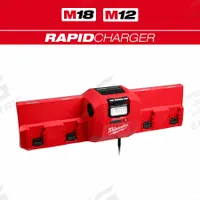 MILWAUKEE Charger: Multi-Port Charging, For 12V DC/18V DC, 5 Ah Charged in 1-Hour, 120V AC (MPN 48-59-1804). Key specifications — attr1255775: Rapid; attr1255810: 12V DC; attr1255811: (2) 18V; attr1255812: 120V AC.