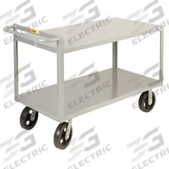 LITTLE GIANT Utility Cart: 2,400 lb, 48 in L x 30 in W Shelf, 2 Shelves, Gray, Flat (MPN G-3048-8MR). Key specifications — Caster/Wheel Configuration: (2) Swivel; Brand: LITTLE GIANT; Caster Wheel/Tread Material: Rubber.