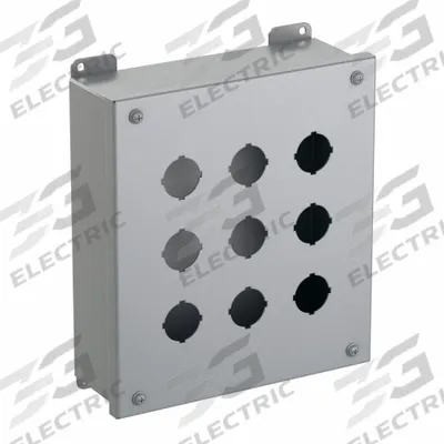 HAMMOND Push Button Enclosure: 30mm, 9 Holes, Carbon Steel - Enclosures for 30mm Operators