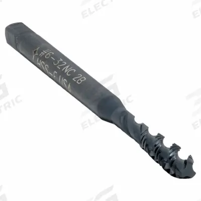 CLEVELAND Spiral Flute Tap: #6-32 UNC, 2B, 3 Flute, Semi-Bottoming Chamfer - General Purpose Spiral-Flute Taps