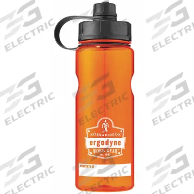 CHILL-ITS BY ERGODYNE Water Bottle: 34 oz Capacity, Orange, Plastic, BPA-Free - Plastic Water Bottles