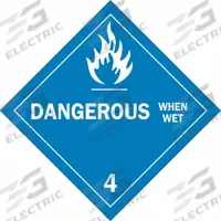 BRADY DOT Container Placard: Dangerous When Wet, 10 3/4 in x 10 3/4 in, 10 3/4 in Label Ht, Placard (MPN 63448). Key specifications — Brand: BRADY; Message: Dangerous When Wet.