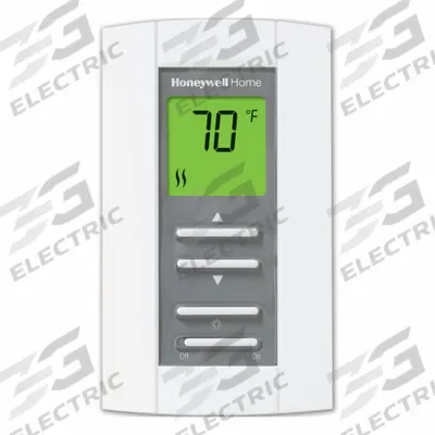 HONEYWELL HOME Line Voltage Thermostat: Heat Only, Heat-Off, 32° to 122°F, Push Button - Digital Thermostats