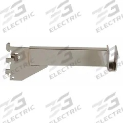 ECONOCO Rectangular Tubing Bracket: Single, 1 in Slot Spacing, 1/2 in Slot Lg, 1/8 in x 8 in x 3 in (MPN CR8). Key specifications — Product Type: Rectangular Tubing Bracket; Color: Silver; For Display Type: Single Slotted Standards; Material: Steel; Duty Rating: Heavy Duty; Brand: ECONOCO; Finish: Chrome; Mounting Type: Hanging.