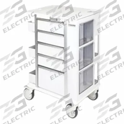 MARKETLAB Medical Procedure Cart: Aluminum, (2) Swivel/(2) Swivel with Brake, White - Medical Procedure Carts
