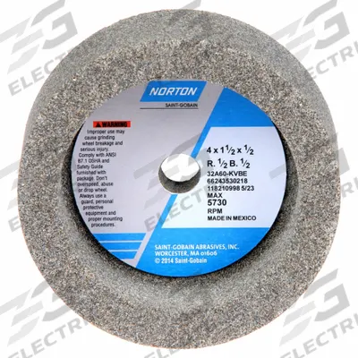 NORTON Straight Cup Grinding Wheel: Type 6, 4" x 1 1/2" x 1/2", 32A60-KVBE - Grinding Wheels for Moderate-to-Heavy Grinding of Tool Steels