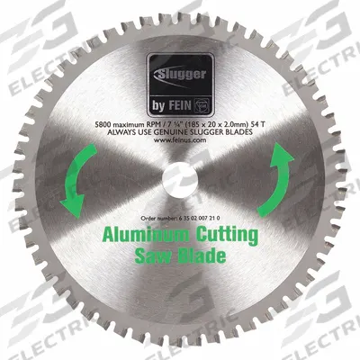 FEIN Circular Saw Blade: 7 1/4 in Blade Dia., 54 Teeth, 0.08 in Cut Wd, 3/4 in Arbor Size - Aluminum & Soft Metal-Cutting Blades