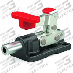 DE-STA-CO Straight Line Clamp: Flange Base Mounting, Locking Horizontal Handle, 0.5 in Plunger Ht (MPN 6015-R). Key specifications — Plunger Thread: 1/4-20; Recommended Spindle Model No.: 205203; Brand: DE-STA-CO.