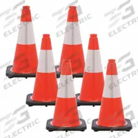 Traffic Cone: MUTCD/NCHRP-350, 18 in Cone Ht, Orange, High-Intensity Prismatic, PVC, Blank (MPN 87580-6). Key specifications — Base Color: Black; Brand: MR. CHAIN; Cone Material: PVC; Legend: Blank.