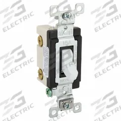 BRYANT Wall Switch: Toggle Switch, Double Pole, Maintained, White, 120/277V AC, 15 A (MPN 4802W). Key specifications — Illuminated: No; Voltage Rating: 120/277V AC.