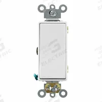 LEVITON Wall Switch: Rocker Switch, 3-Way, Maintained, White, 120/277V AC, 15 A (MPN 5693-2W). Key specifications — Illuminated: No; Voltage Rating: 120/277V AC.