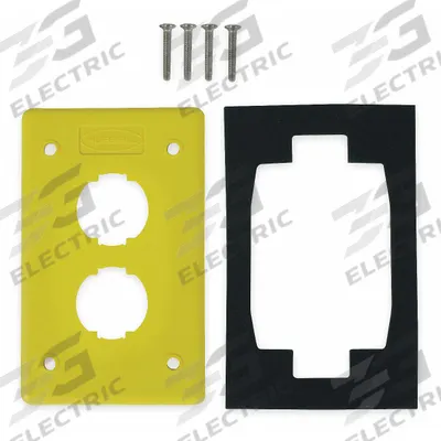 HUBBELL PREMISE WIRING Wall Plate: Yellow, 1 Gang, 2 Port, Flat Module - Harsh Environment Wall Plates