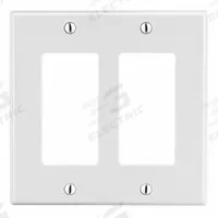 HUBBELL Wall Plate: Decorator-Rocker, 2 Gang, White, Midsize Size (MPN PJ262W). Key specifications — Brand: HUBBELL; Material: Polycarbonate.