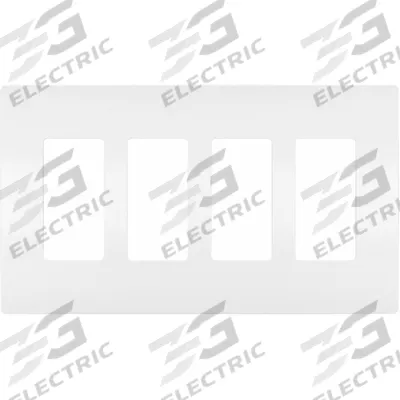 PASS & SEYMOUR Wall Plate: Decorator-Rocker, 4 Gang, White - General Purpose Wall Plates