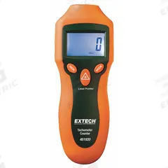 EXTECH Tachometer: +/-0.05% RPM Accuracy, 1 RPM, 99,999 RPM Max Contact RPM, Included, NIST, LCD (MPN 461920-NIST). Key specifications — Includes: Reflective Tape; Brand: EXTECH; Digital Display Screen Type: LCD; RPM Accuracy: +/-0.05%; RPM Resolution: 1 RPM; Calibration Certificate: Included.