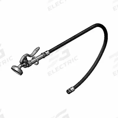 T&S BRASS Pre-Rinse Sprayer: Brass, Chrome, 49 1/16 in Overall Lg, 1/2" Connection Size - Faucet Sprayers