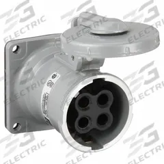 HUBBELL Pin and Sleeve Receptacle: Silver, 250V DC/600V AC, Three Phase, 100 A, 3 Pole, 4 Wire (MPN HBL4100RS2W). Key specifications — Brand: HUBBELL.