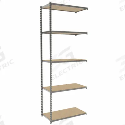 TENNSCO Boltless Shelving: Add-On, Light-Duty, 48 in x 18 in, 96 in Overall Ht - Light-Duty Particleboard Decking Boltless Shelving