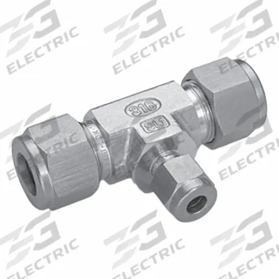 HAM-LET Compression Tee Fitting: 1 in OD x 1 in OD x 3/4 in OD Fitting Size - Double-Ferrule Stainless Steel Fittings