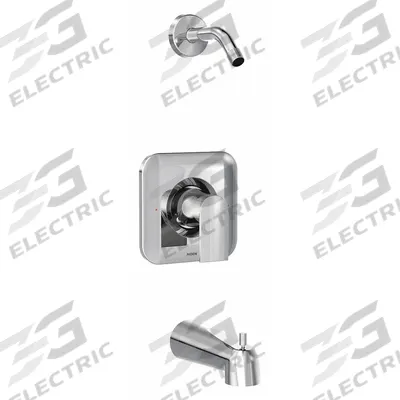 GENTA Shower Trim Kit: Genta Posi-Temp T2473, Chrome - Bathtub Spout & Fixed Shower Arm Combinations