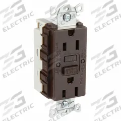 HUBBELL GFCI Receptacle: Decorator Duplex, 5-15, Brown, GFCI, 125V AC, 15 A, 2 Pole / 3 Wire (MPN SNAPGF15GRY)