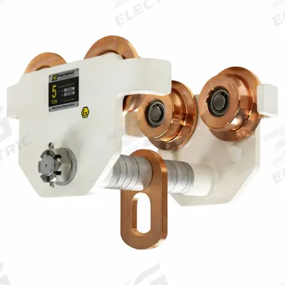 OZ LIFTING PRODUCTS Push Beam Trolley: Push - Spark Resistant Push Trolleys for Hoists