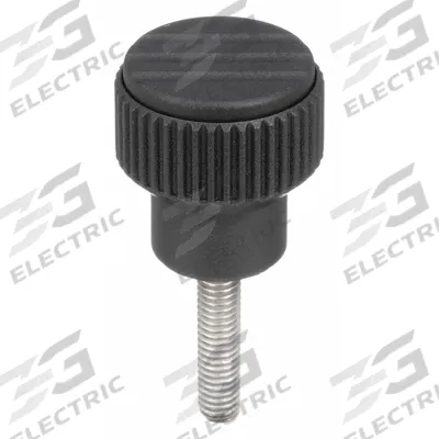 KIPP Hand Knob: Knurled, Plastic w/ SS Thread, M5 Thread, 25 mm Thread Lg, 21 mm Dia - Knurled Knobs with Threaded Stud