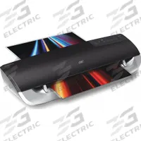 GBC Laminating Machine: Hot Lamination, 1 min Warm-Up Time, 5 3/4 in Wd, 4 1/4 in Ht, 19.88 in Dp (MPN 1703076AF). Key specifications — Power Source: Electric; Brand: GBC.