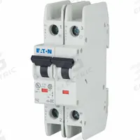 EATON IEC Miniature Circuit Breaker: 6 A Amps, 125V DC, 10 kA at 277/480V AC, Screw, DC Only (MPN FAZ-C6/2-NA-DC). Key specifications — DC Voltage Rating: 125V DC; Brand: EATON; Max. AIR Rating: 10 kA at 277/480V AC; Terminal Connection: Screw.