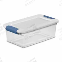 STERILITE Storage Tote: 1.5 gal, 14 1/8 in x 7 5/8 in x 4 7/8 in, Clear Body, White Lid, White (MPN 14928012). Key specifications — attr1188666: Plastic; attr1188675: Clear; attr1188676: White; attr1188687: STERILITE.