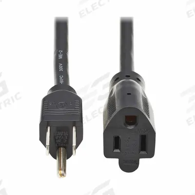 EATON TRIPP LITE Power Cord: 10 ft Lg, 3/16, 5-15P Plug, 5-15R Receptacle, SJT, PVC - Electronic Equipment Power Cords