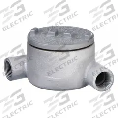 Conduit Outlet Body: Iron, Triple Coat Epoxy Coating, GR, 1 in Trade Size, Threaded (MPN GRN100). Key specifications — Series: For Standard Body; Compatible Conduit Trade Size: 1 in; Thread Gender: Female; Hub Style: Threaded; Cover Included: Yes; Body Style: N; Connection Type: Threaded; Back Type: Round.