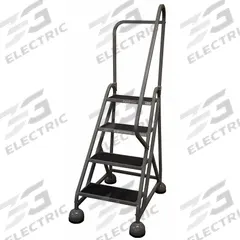COTTERMAN Rolling Ladder: 3 ft Platform Ht, Partially Assembled, Steel, Wt-Actuated Auto-Lock (MPN ST-423 A2 C1 P5). Key specifications — Includes Handrails: Handrails Included; Material: Steel; Brand: COTTERMAN; Color: Gray.