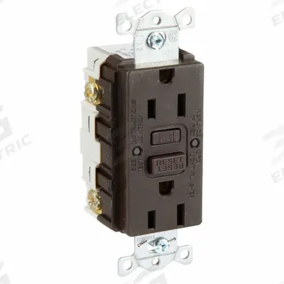 HUBBELL GFCI Receptacle: Duplex, 5-15, Brown, GFCI, 125V AC, 15 A, 2 Pole / 3 Wire (MPN GFR15) - General Purpose Receptacles