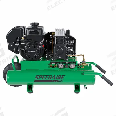 SPEEDAIRE Portable Gas Air Compressor: 1 Stage, 6.5 hp Engine, Kohler, 11 cfm @ 90 psi - Wheeled Portable Engine Driven Air Compressors