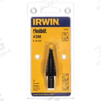IRWIN Step Drill Bit: 6 mm to 18 mm, Black Oxide HSS, 3-Flats Shank (MPN 11103). Key specifications — attr1234936: Not Impact Rated.